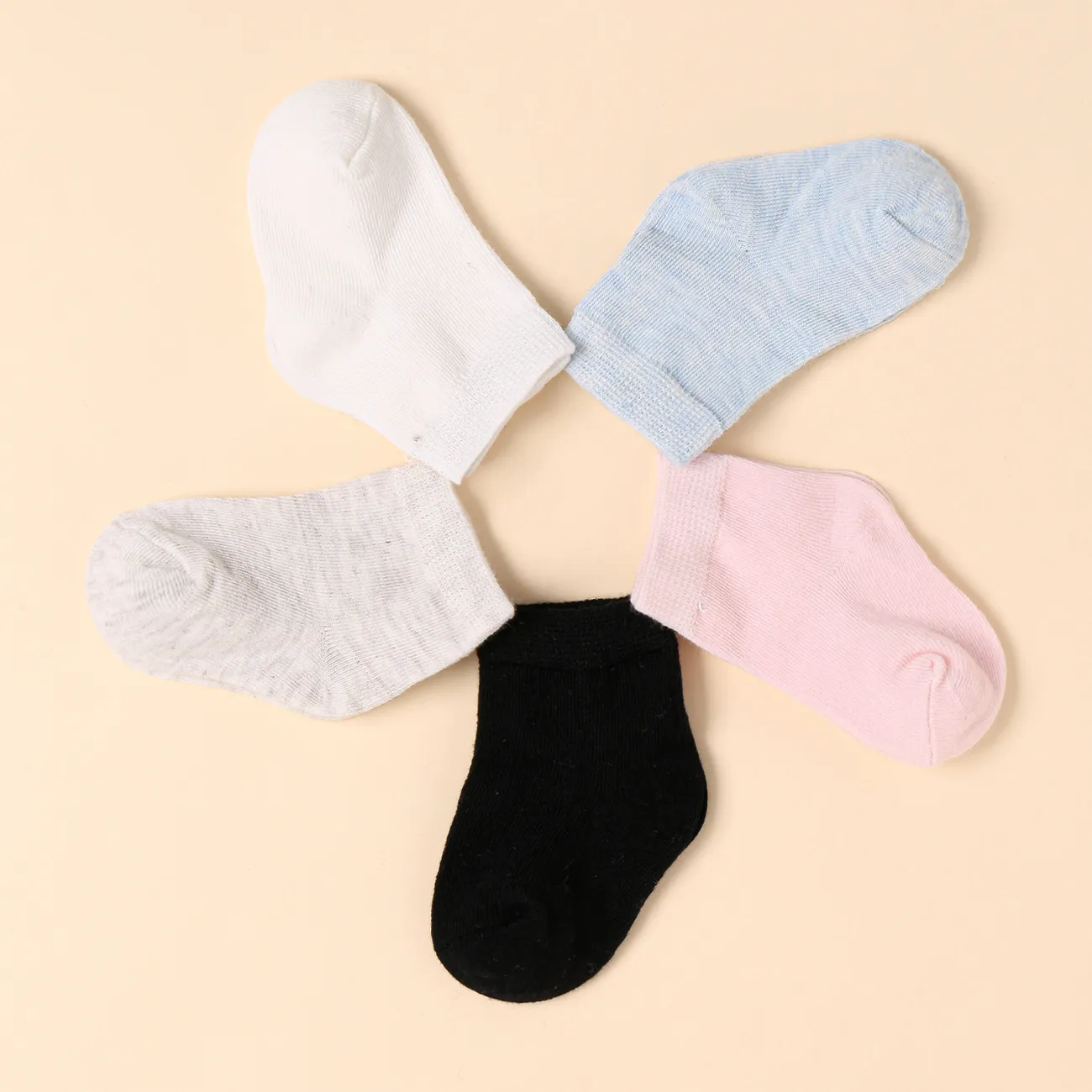 5-pairs 100% Cotton Baby Solid Socks  big image 1