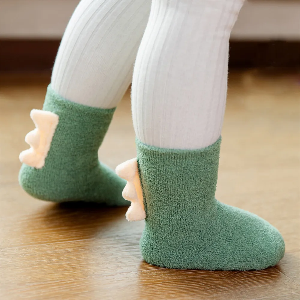 Baby Cartoon Thick Socks Green big image 1