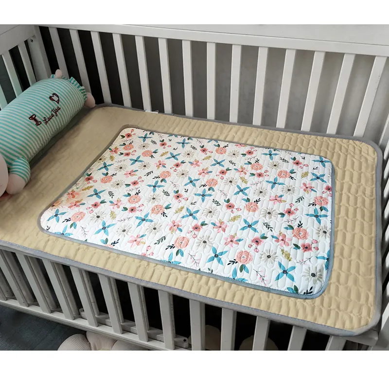 100% Cotton Cartoon Print Portable Diaper Waterproof Foldable Changing Pad Travel Diaper Change Mat 54*70cm/21.3*27.6 inch (Dinosaur Direction Random)  big image 1