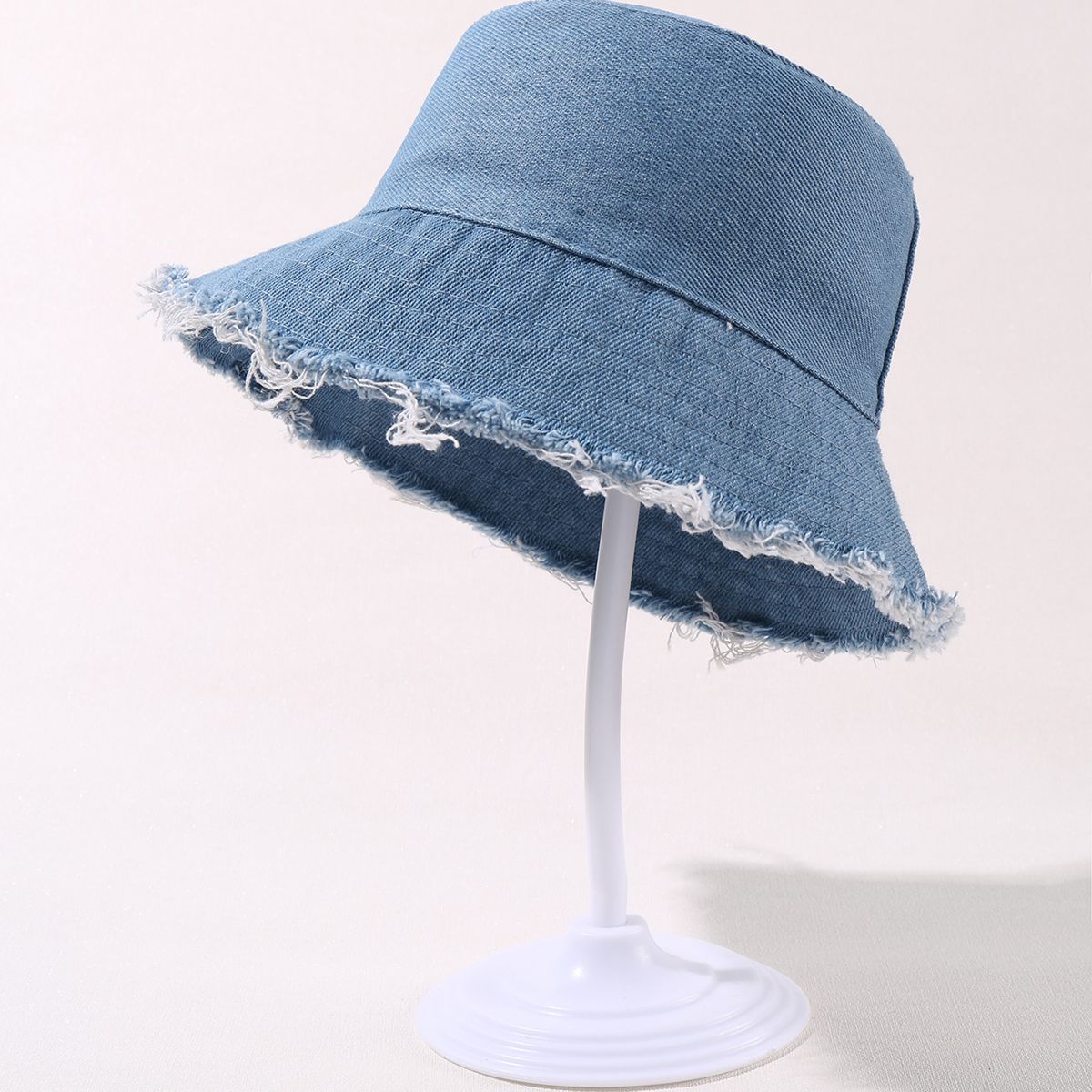 Chapeau Seau En Denim à Bords Bruts Pour Bébé / Tout-petit