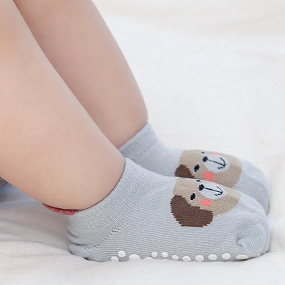 6 Pairs Baby / Toddler Cute Cartoon Animal Pattern Non-slip Grip Socks  big image 4