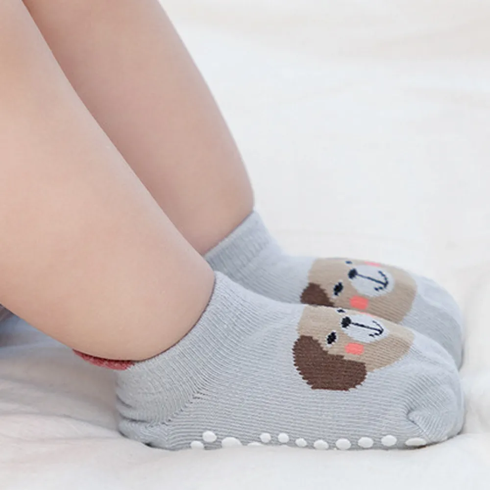 6 Pairs Baby / Toddler Cute Cartoon Animal Pattern Non-slip Grip Socks big image 4