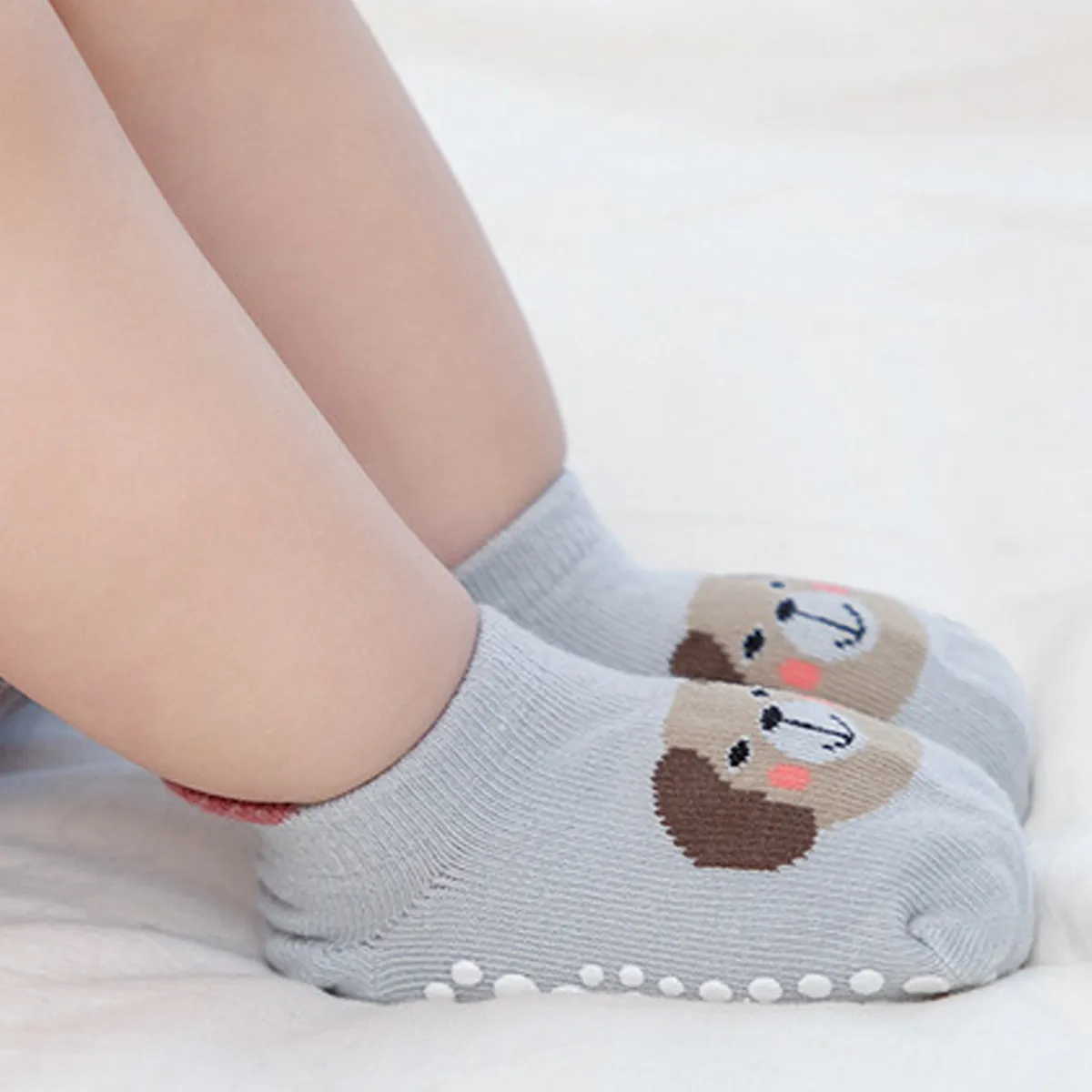 6 pares de meias antiderrapantes para bebês/crianças com estampa animal fofa Multicolorido big image 1