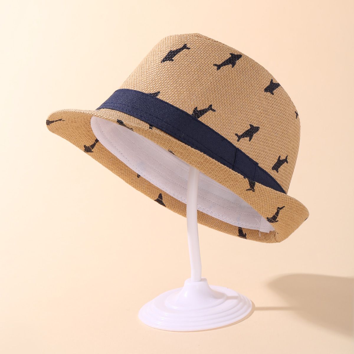 

Toddler / Kid Shark Pattern Straw Hat