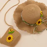 2 peças chapéu e bolsa de palha com decoração de margarida infantil/criança  image 3