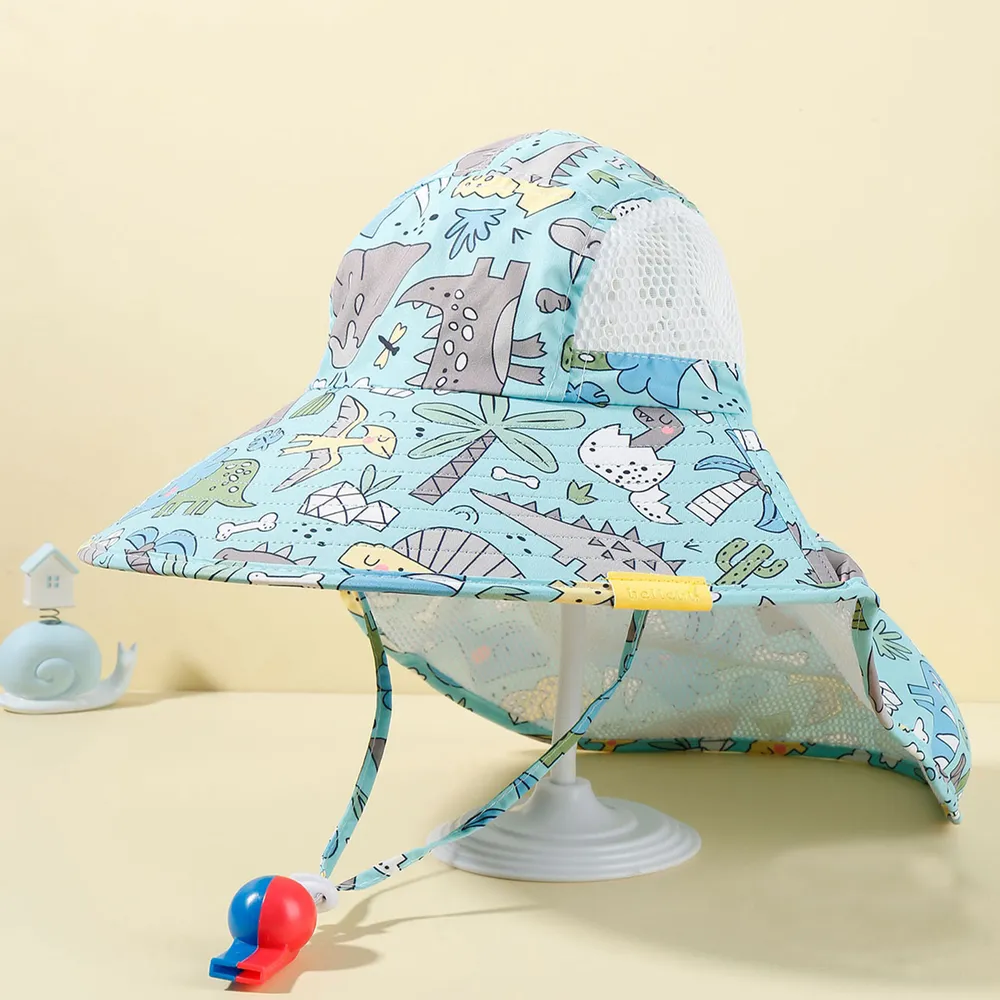 Toddler Dinosaur Print Sun Protection Hat with Whistle  big image 1