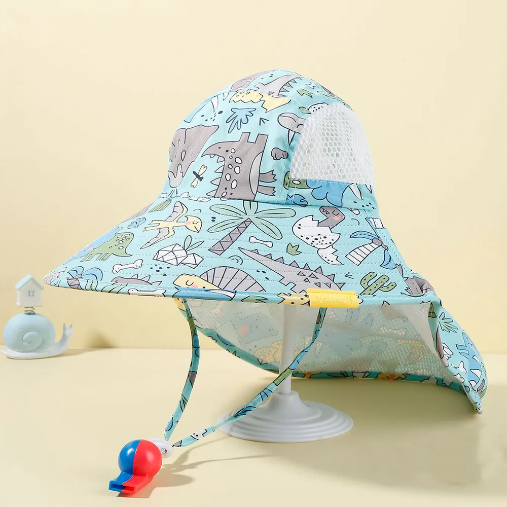 Toddler Dinosaur Print Sun Protection Hat with Whistle  big image 2