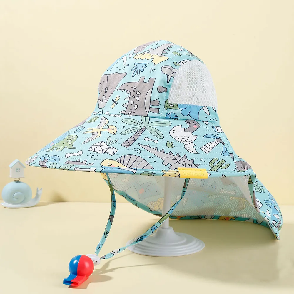 Toddler Dinosaur Print Sun Protection Hat with Whistle big image 2