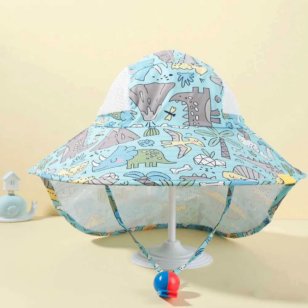 Toddler Dinosaur Print Sun Protection Hat with Whistle big image 3