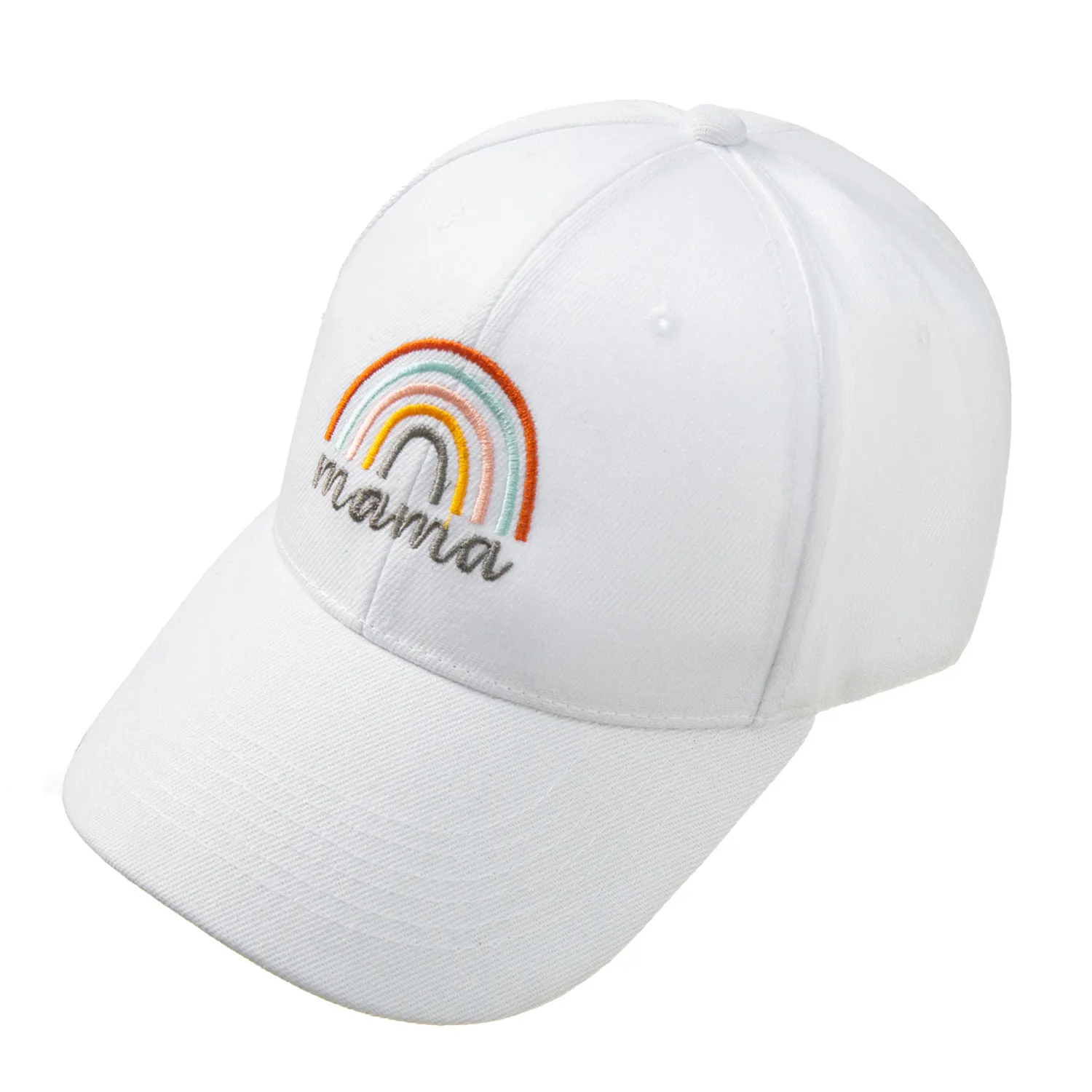 Rainbow Embroidery Baseball Cap for Mom and Me White image 6