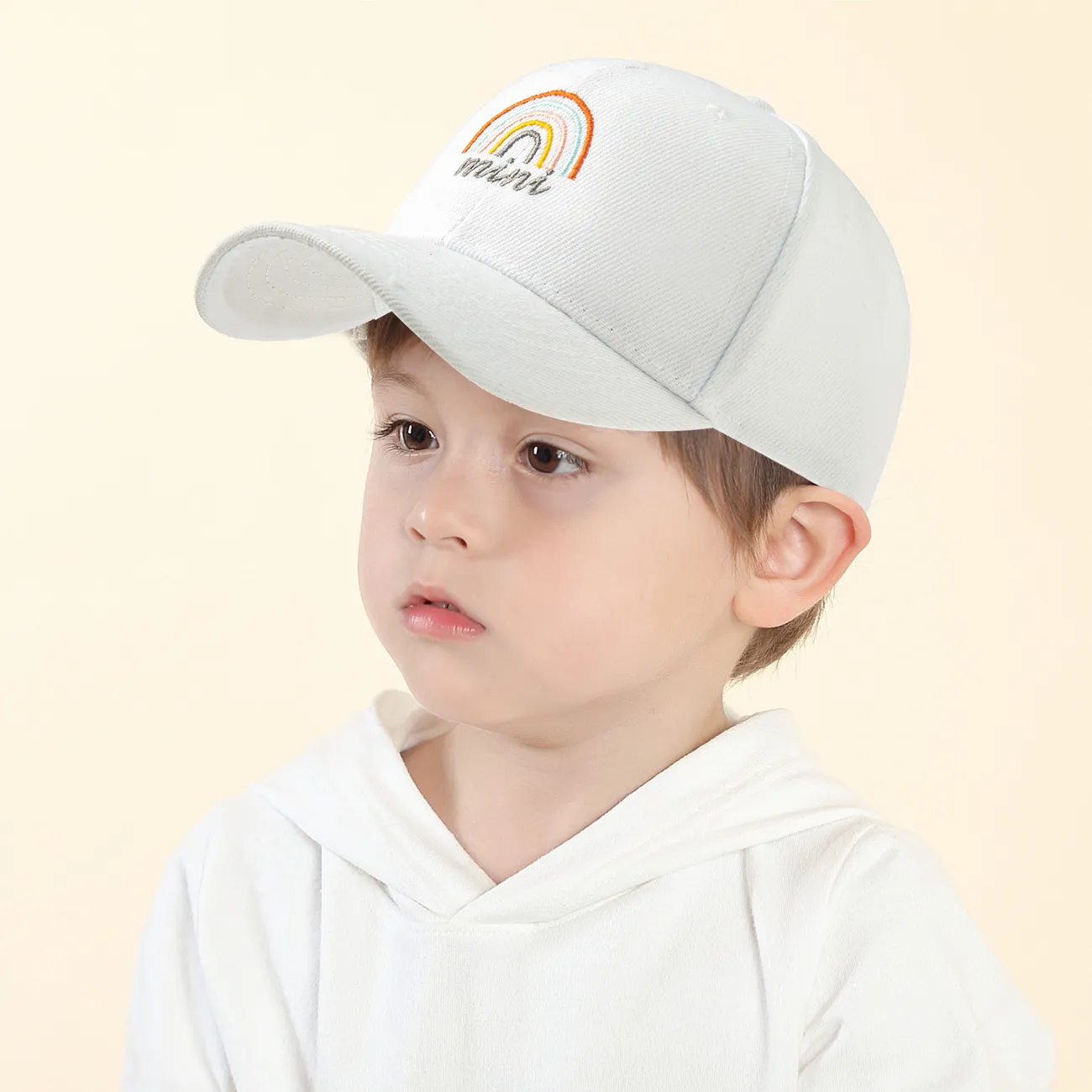 Rainbow Embroidery Baseball Cap for Mom and Me White big image 1