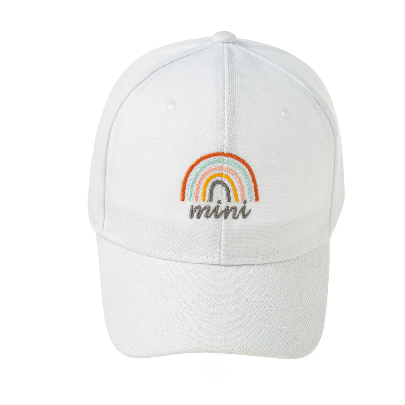 Rainbow Embroidery Baseball Cap for Mom and Me White big image 1