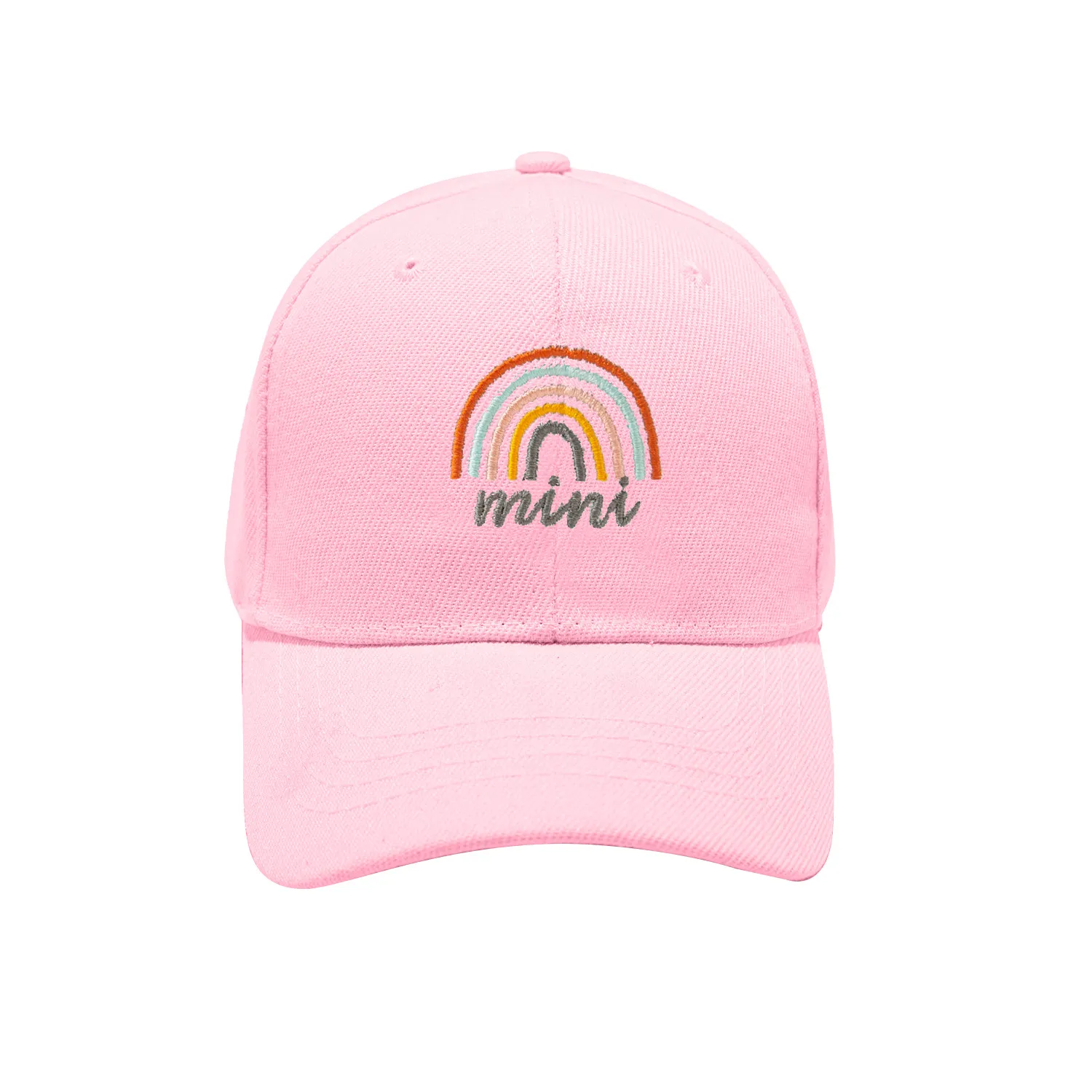 Rainbow Embroidery Baseball Cap for Mom and Me Pink