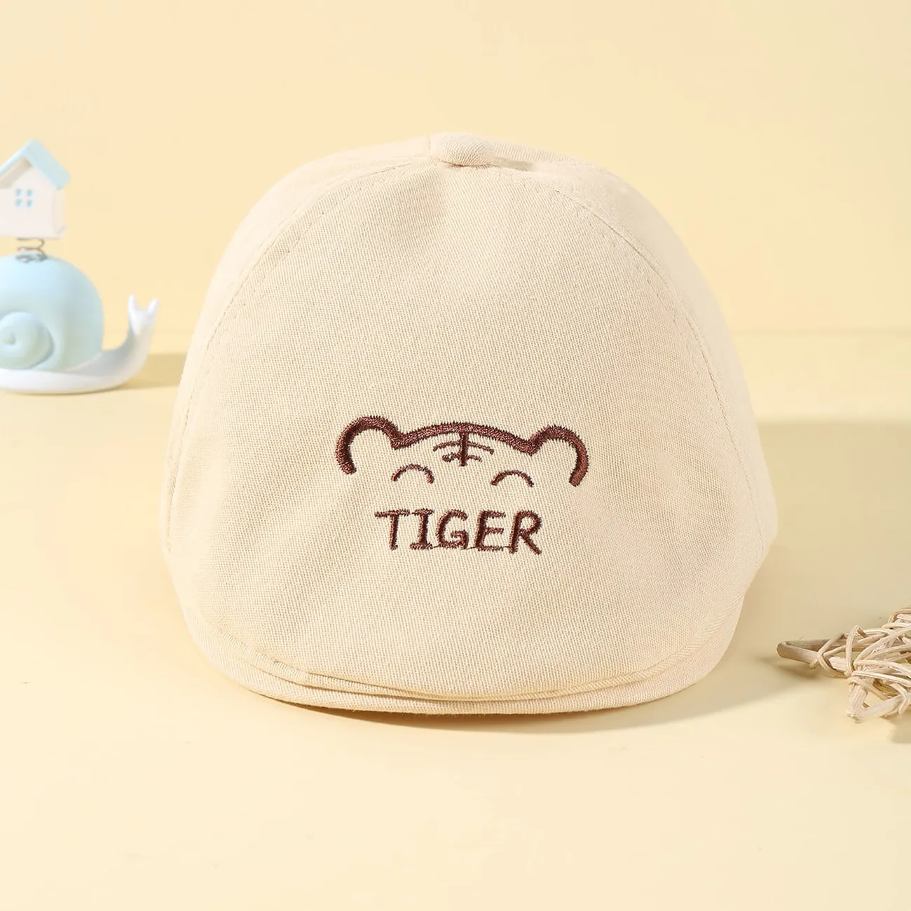 Toddler's childlike and cute, casual and comfortableTiger Embroidered Solid Beret  big image 1