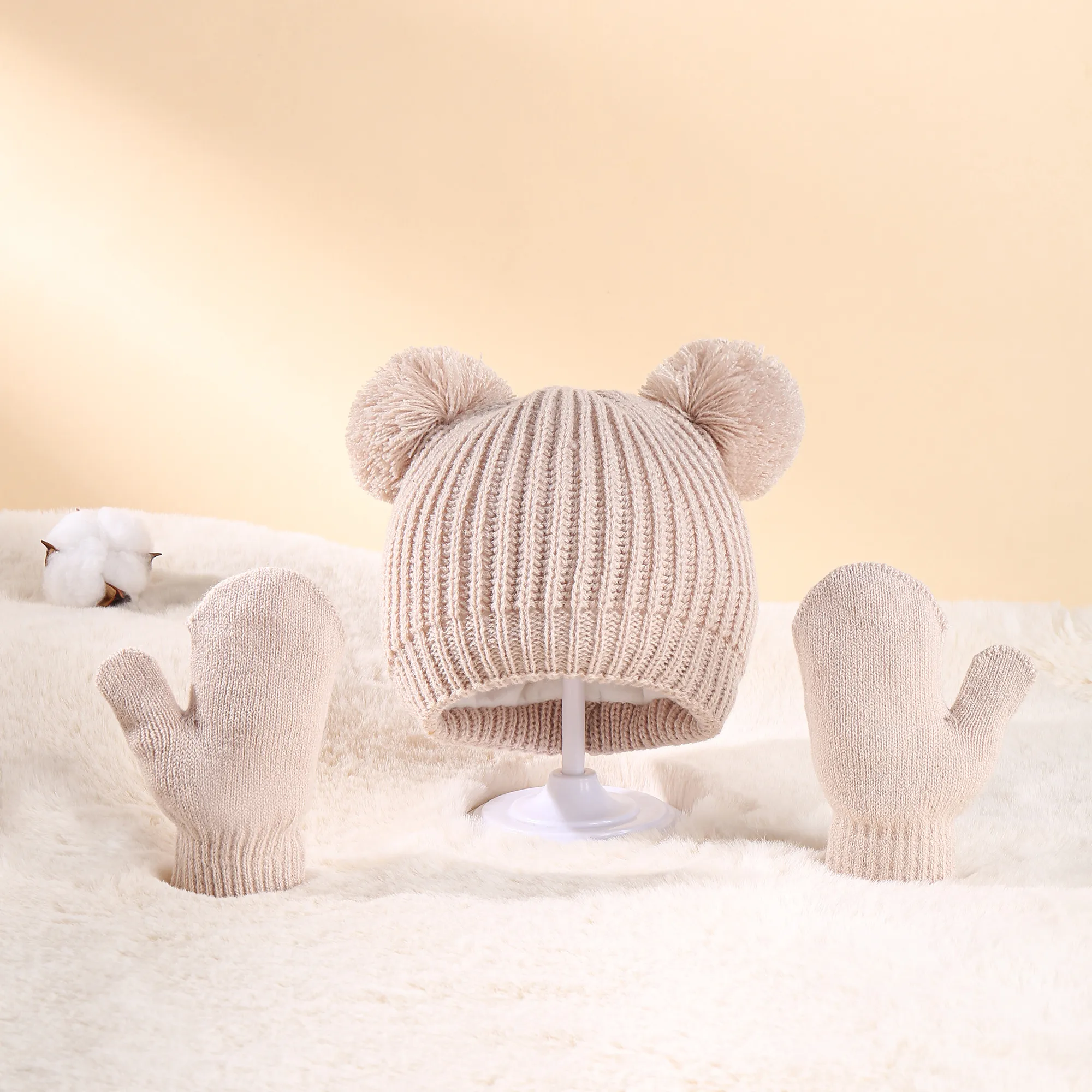 Baby/toddler Solid Colors Fashion Style Hat and Gloves Warm Set