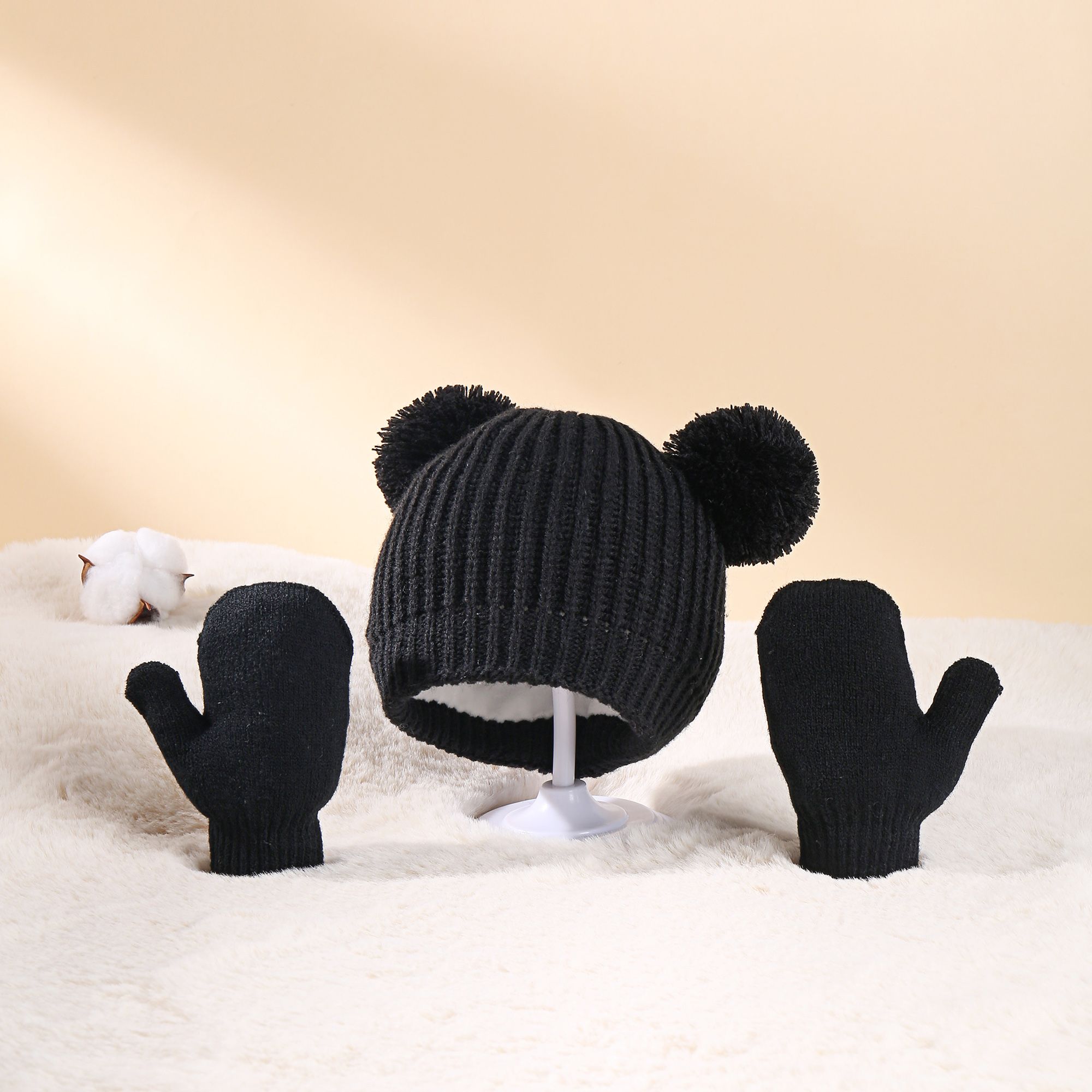 

Baby/toddler Solid Colors Fashion Style Hat and Gloves Warm Set