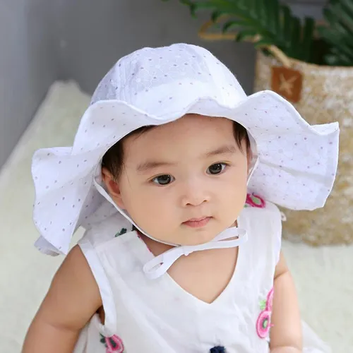 cappello a prova di sole floreale a pois per neonati / bambini piccoli