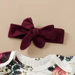 3pcs Floral Print Ruffle Decor Long-sleeve Baby Set White image 4