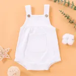 嬰兒 中性 貼袋 休閒 背心 連身衣 白色
