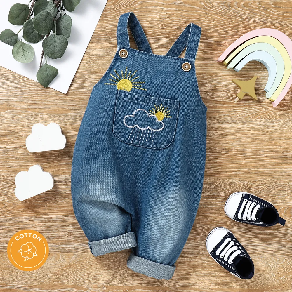 100% Cotton Baby Boy/Girl Embroidered Denim Overalls  big image 6