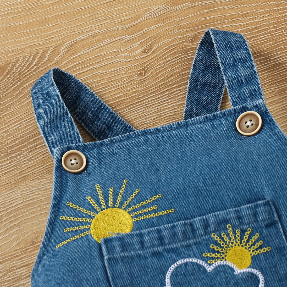 100% Cotton Baby Boy/Girl Embroidered Denim Overalls  big image 9