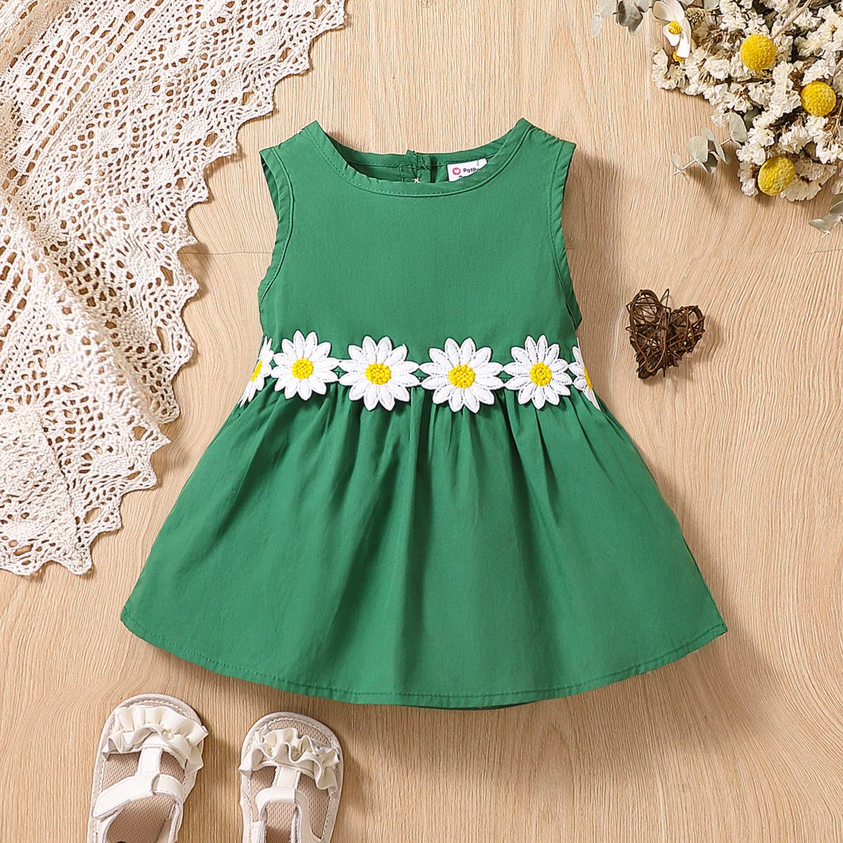 

Baby Girl 100% Cotton Floral Pattern Back Buttons Dress