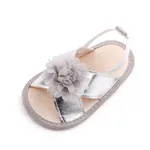 Baby / Toddler Floral Decor Open Toe Slingback Sandals Prewalker Shoes Silver
