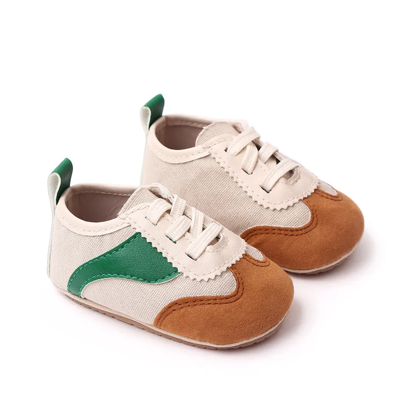Baby Casual Color Block Lace-up Decor Slip-on Prewalker Shoes
