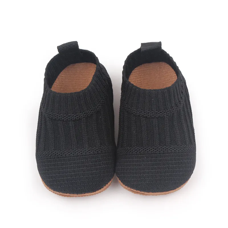 Baby & Toddler Basic Solid Color Flyknit Prewalker Shoes Black