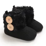 Baby / Toddler Girl Solid Button Fluff Knitted Casual Fleece-lining Prewalker Shoes Black