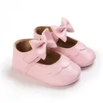 Baby / Toddler White Bowknot Decor Velcro Closure Prewalker Shoes Pink