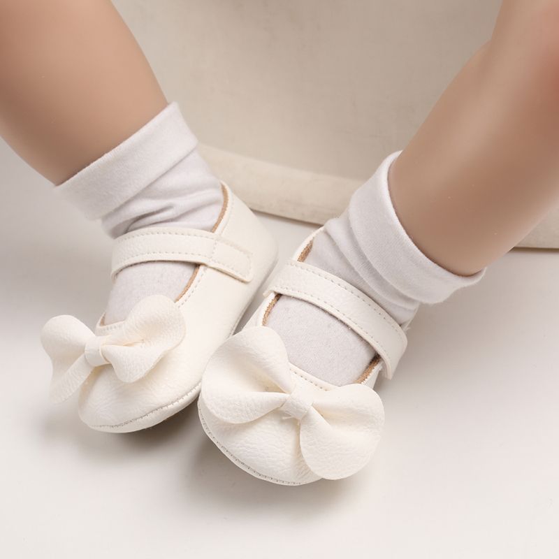 Baby/Toddler Bow Decor Velcro Solid Flat Prewalker Shoes
