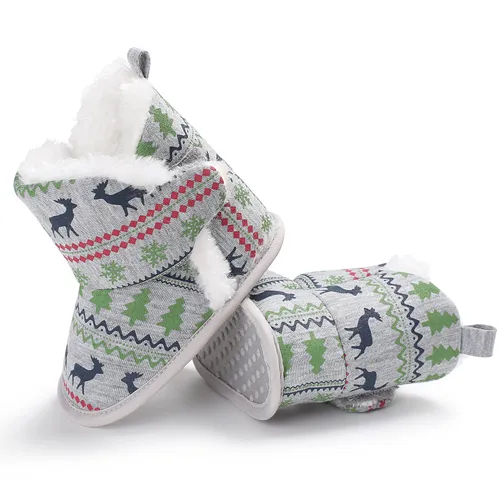 Christmas Baby & Toddler Festival Theme Print Snow Boots Prewalker Shoes