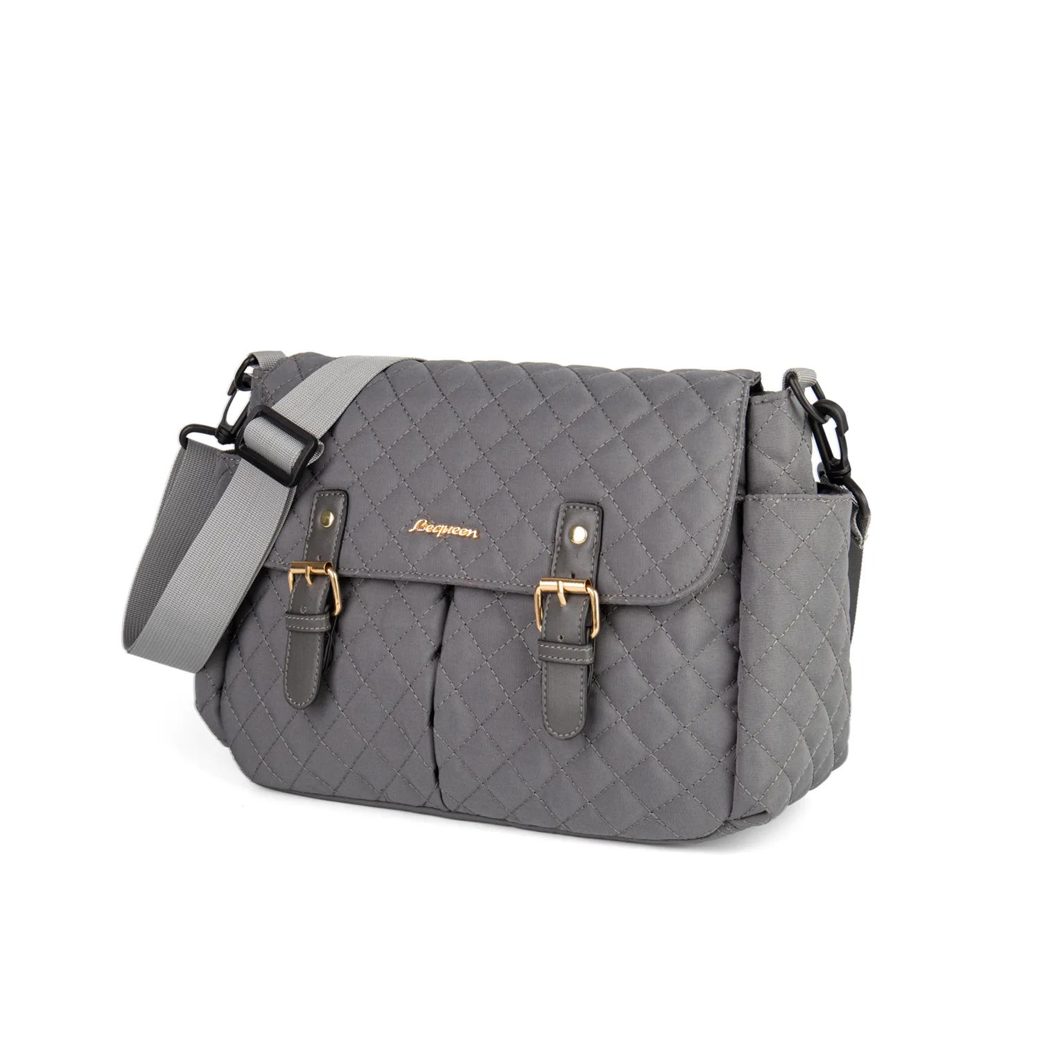 Diaper Bag Tote Multifunction Waterproof Large Capacity Quilted Mom Bag Travel Diaper Tote with Stroller Straps Dark Grey big image 1