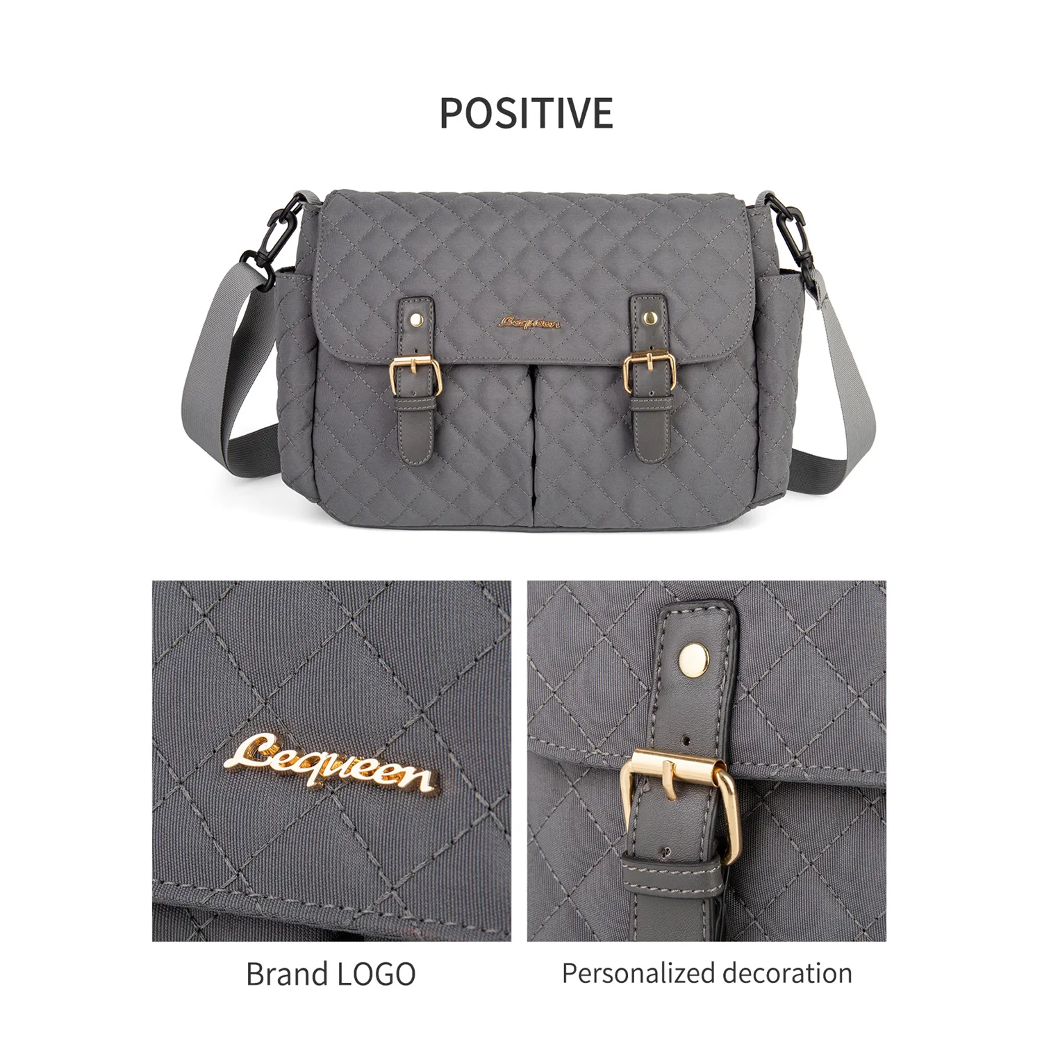 Diaper Bag Tote Multifunction Waterproof Large Capacity Quilted Mom Bag Travel Diaper Tote with Stroller Straps Dark Grey image 2