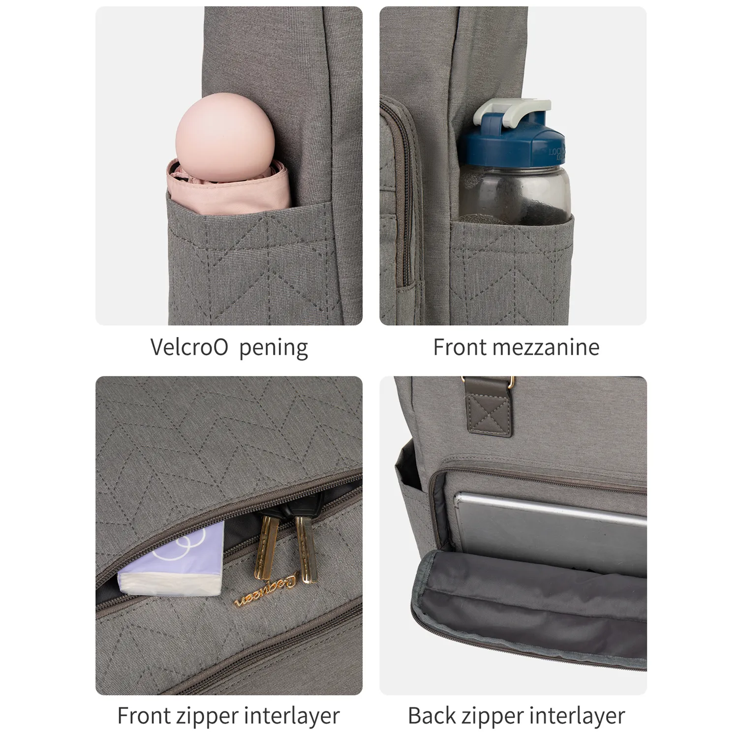 Diaper Bag Tote Multifunction Large Capacity Mom Bag Waterproof Travel Diaper Tote Solid Color Durable Handbag  image 5