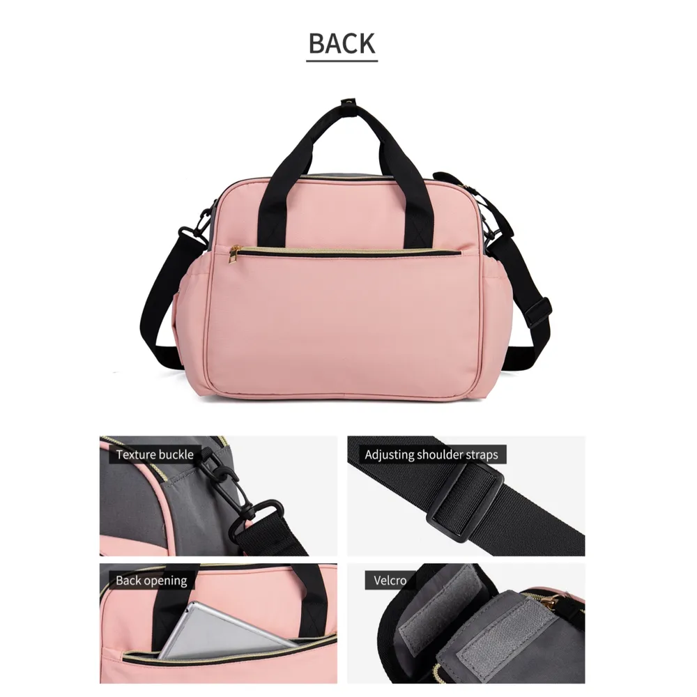 borsa mamma borsa per pannolini impermeabile di grande capacità con tracolla regolabile big image 3
