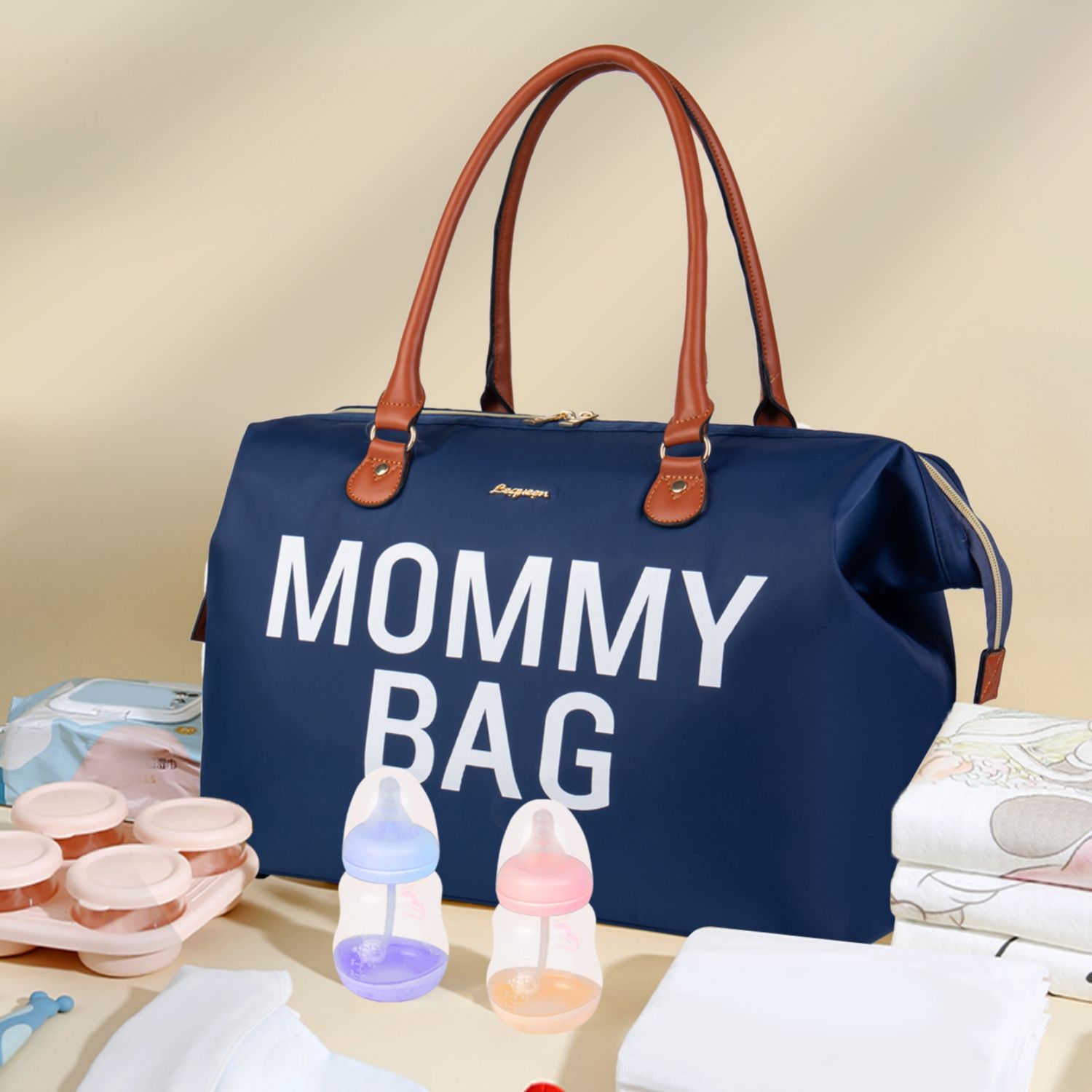 Diaper Bag Tote Letter Print Mommy Bag Large Capacity Waterproof Handbag Mom Bag
