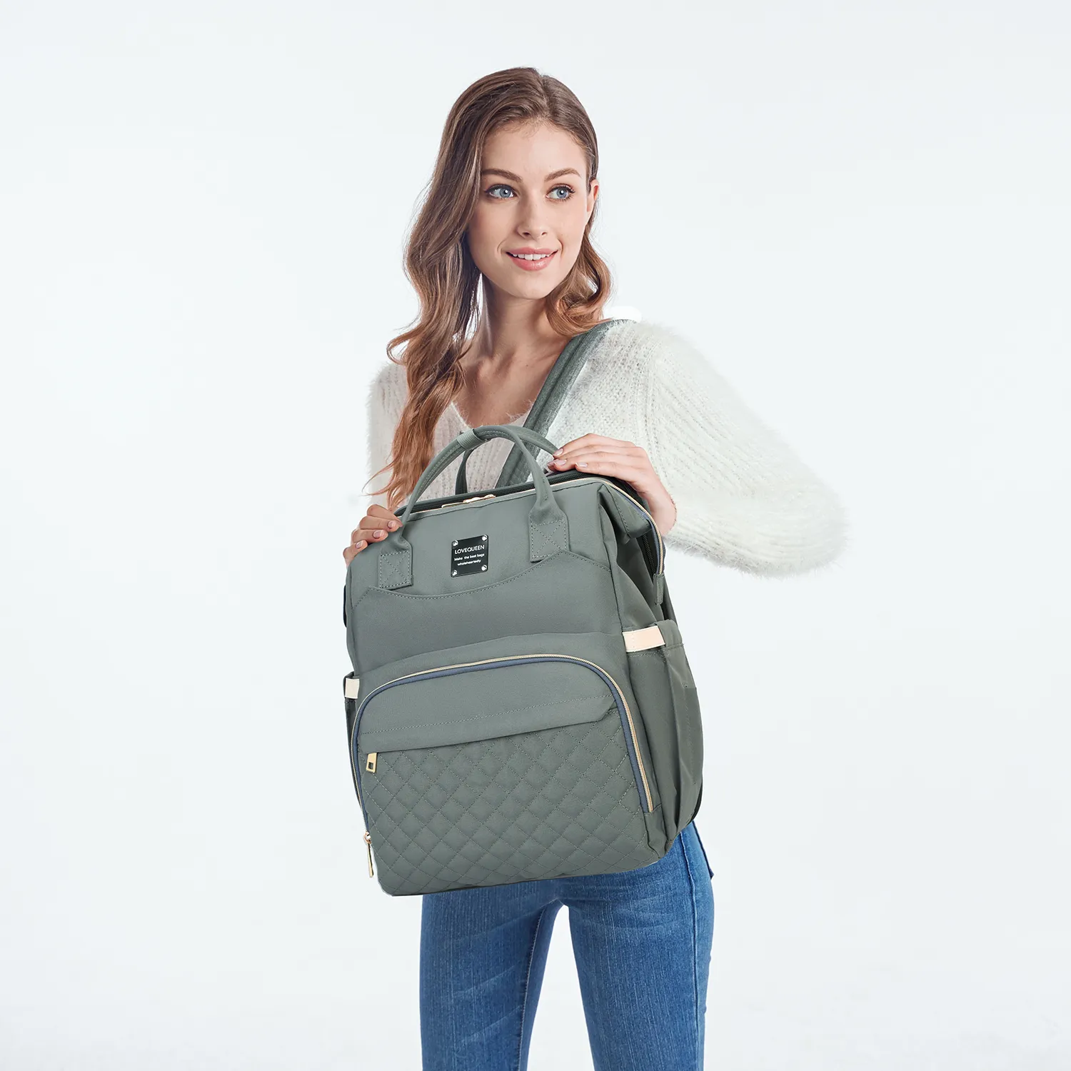 Zaino multifunzione della mamma portatile di grande capacità Borsa del pannolino che cambia la borsa premaman Letto da viaggio pieghevole per mamma bambino all'aperto  image 2