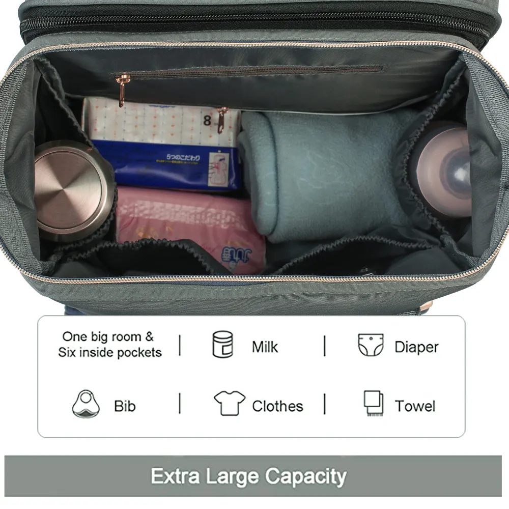 Zaino multifunzione della mamma portatile di grande capacità Borsa del pannolino che cambia la borsa premaman Letto da viaggio pieghevole per mamma bambino all'aperto big image 8