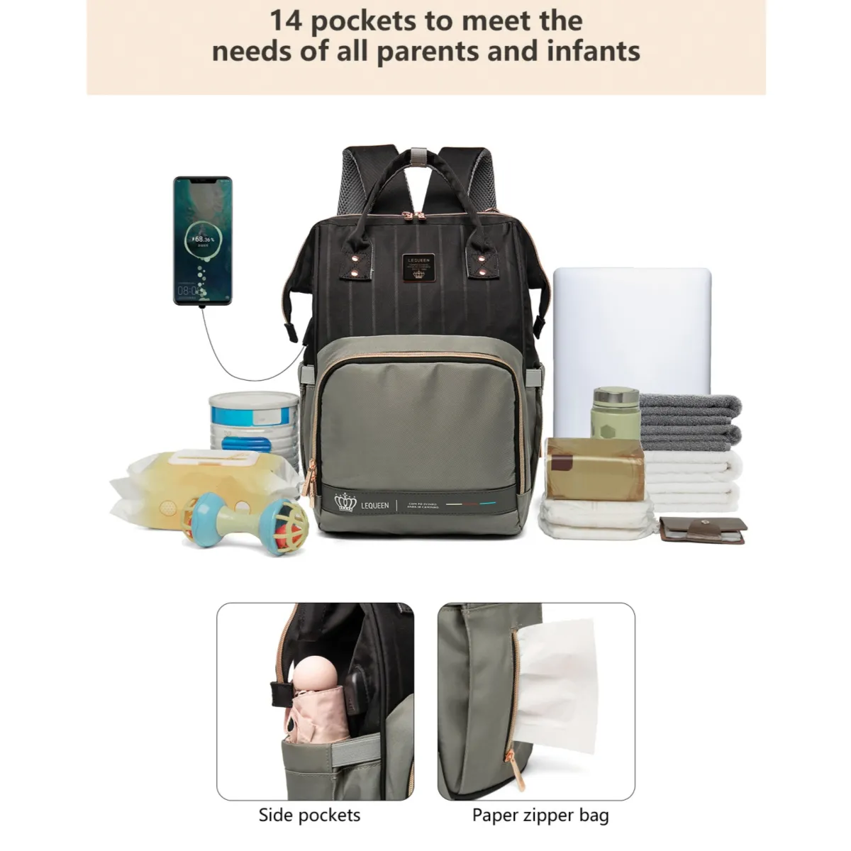 Multi-functional Waterproof Maternity Backpack for Pregnancy and Postpartum   image 6