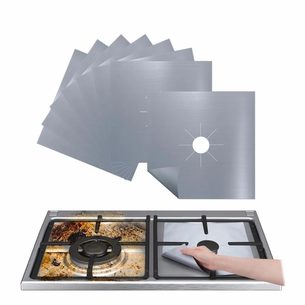 4-pcs cuisinière à gaz carré étui de protection lavable Noir big image 1