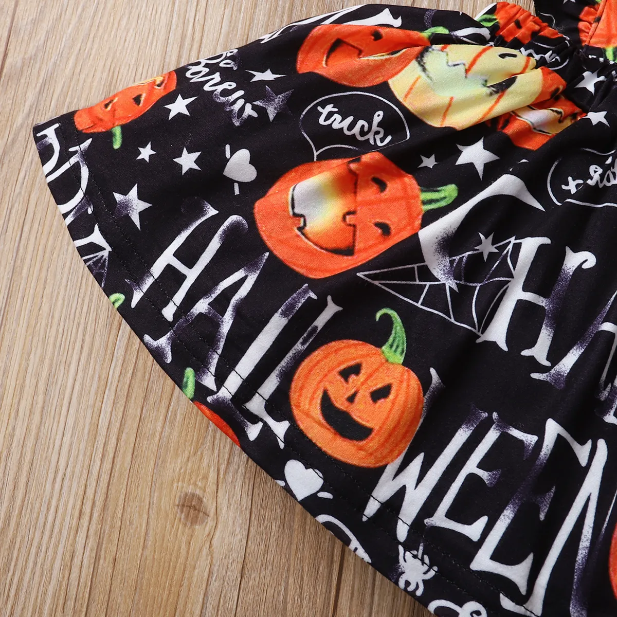 2pcs Halloween Style Pumpkin Print Long-sleeve Orange Baby Set Orange image 6