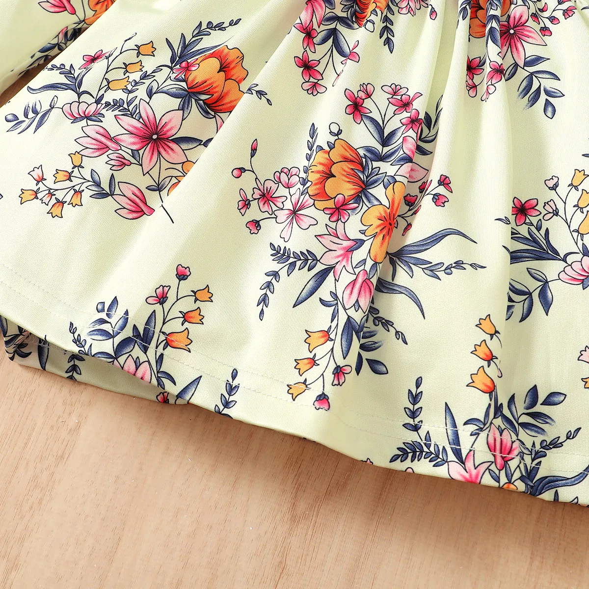 3pcs Floral Allover Long-sleeve Yellow Baby Set Yellow image 4
