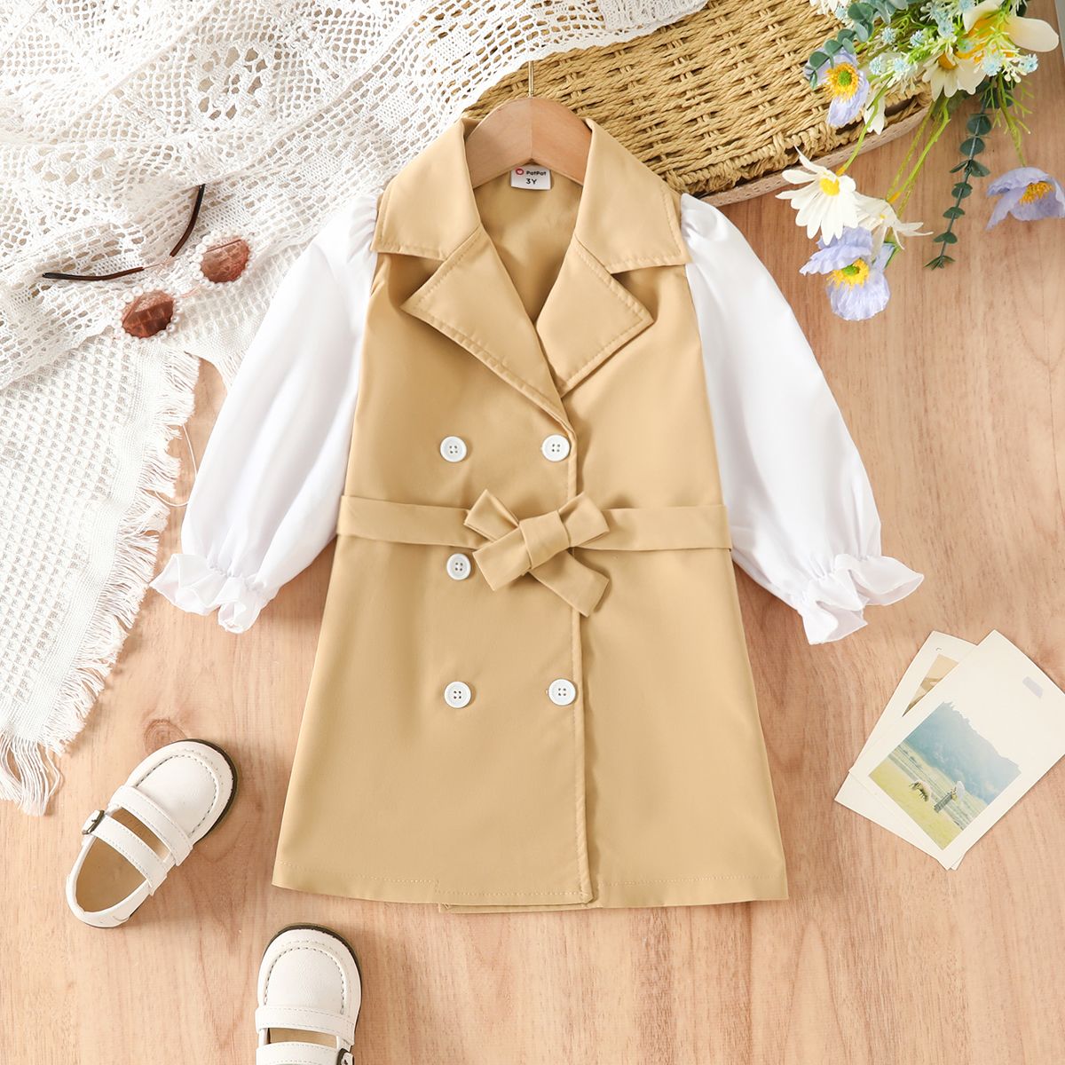 Girls best sale belted coat