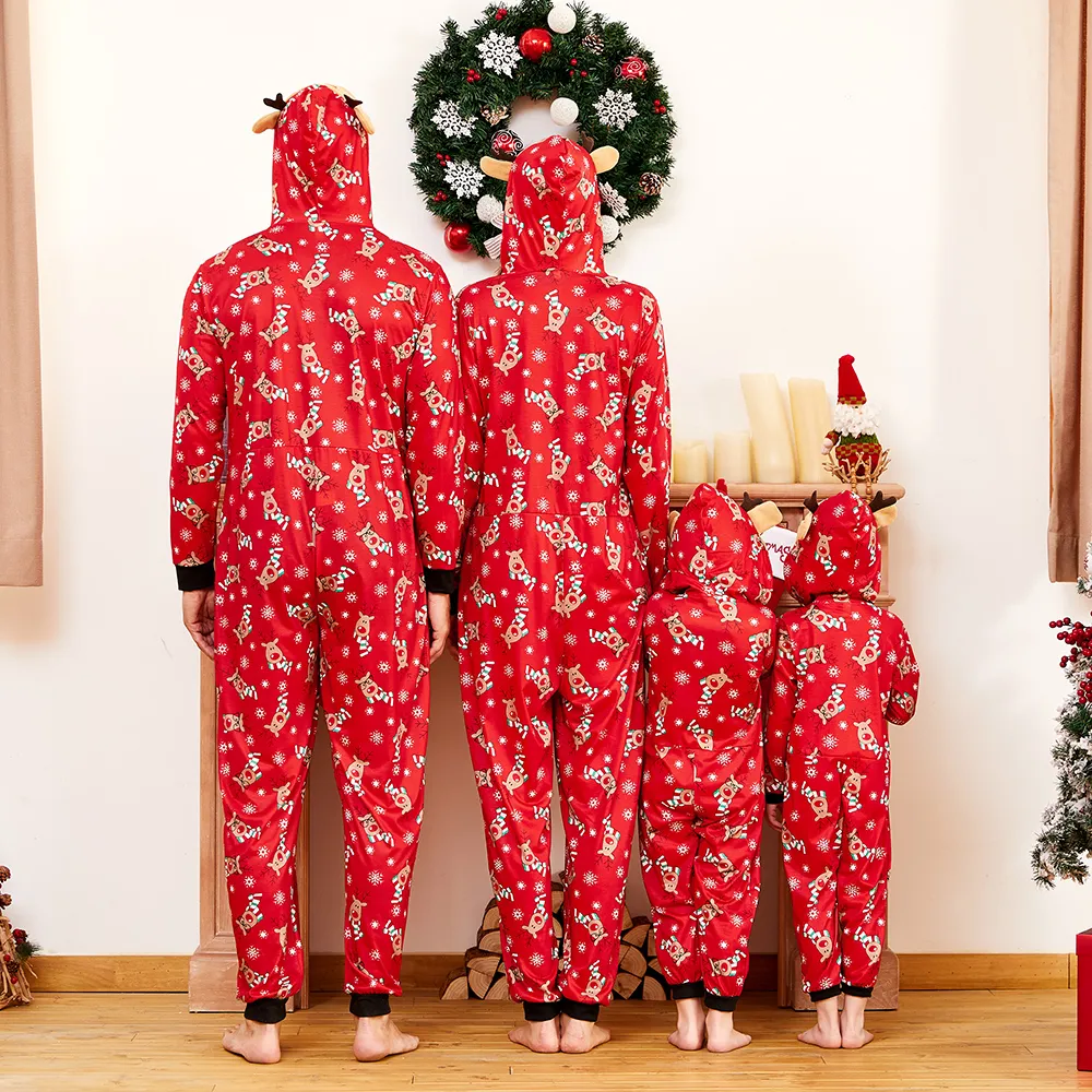 Mosaic Reindeer Family Matching Onesie Pajama for Dad - Mom - Kid - Baby (Flame Resistant)  big image 4