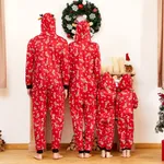Mosaic Reindeer Family Matching Onesie Pajama for Dad - Mom - Kid - Baby (Flame Resistant) Red image 4