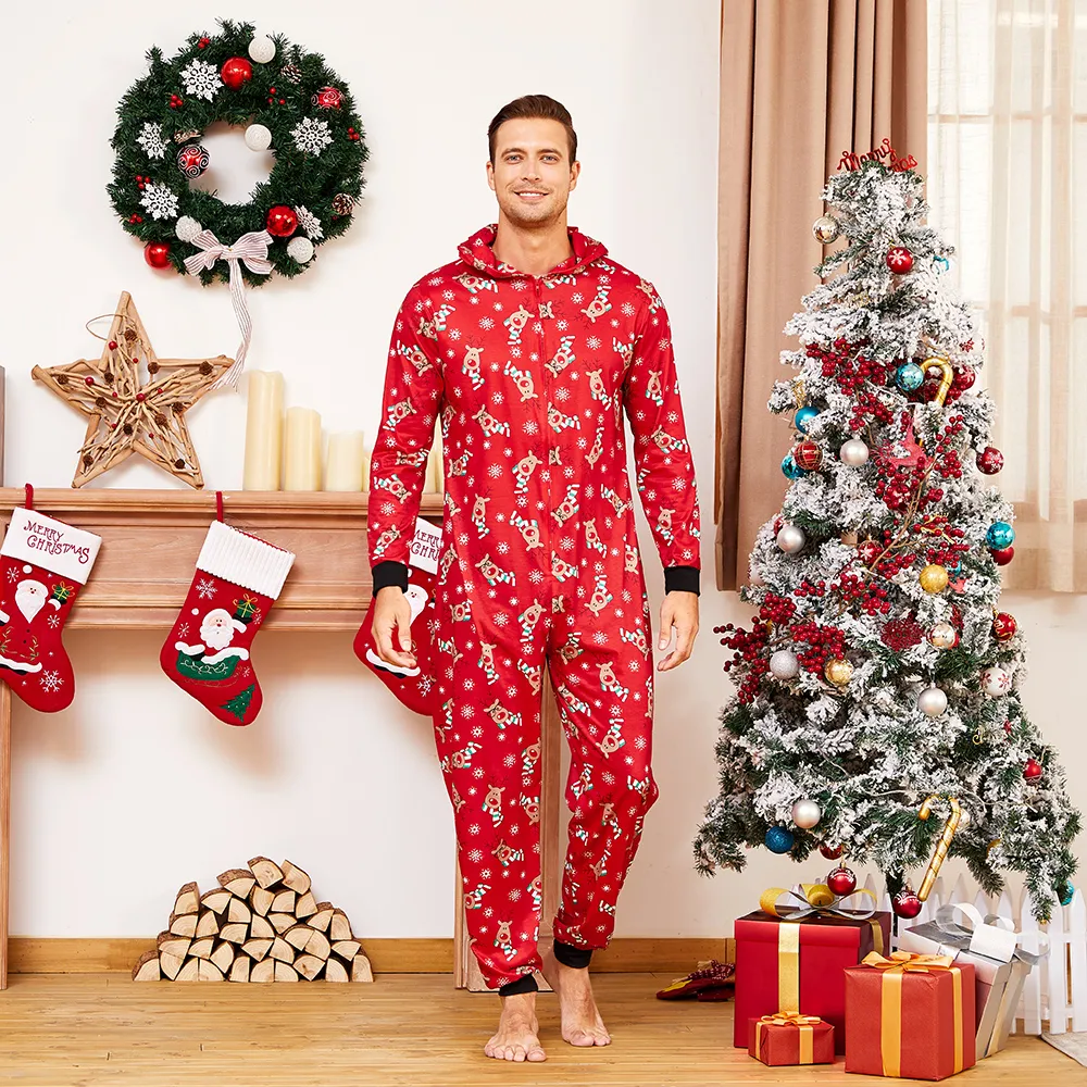 Mosaic Reindeer Family Matching Onesie Pajama for Dad - Mom - Kid - Baby (Flame Resistant)  big image 7