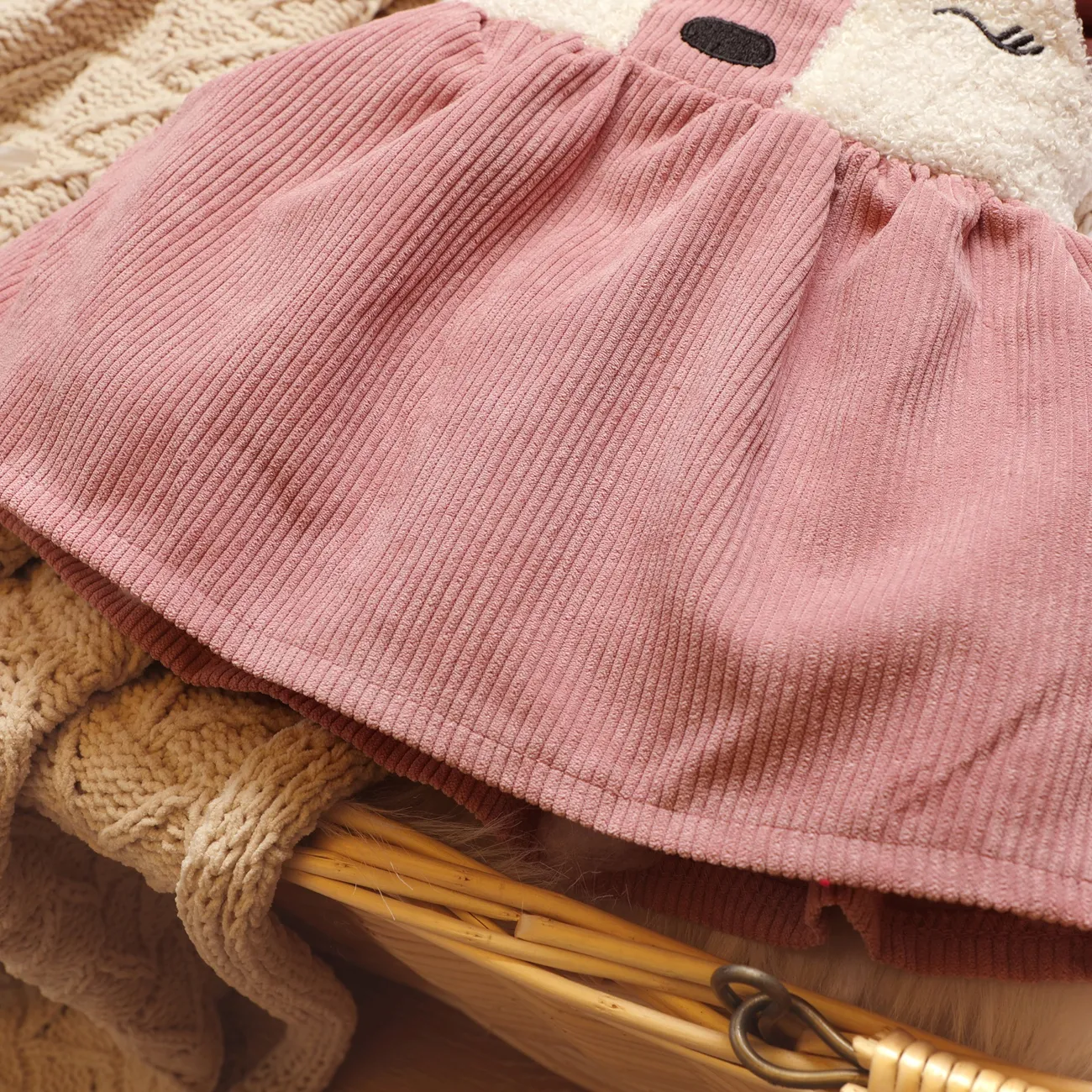 طفلة 3D قرون الوردي كشكش سروال قصير بلا أكمام اللباس العام زهري big image 1