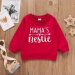 Letter Print Long-sleeve Pink Baby Pullover Top Red